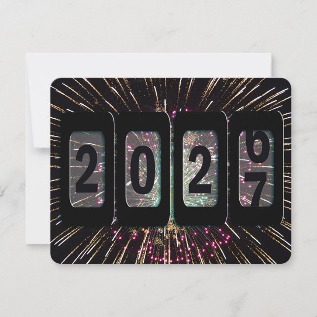 Fireworks and Odometer 2024 New Year Party Invitation (Front)