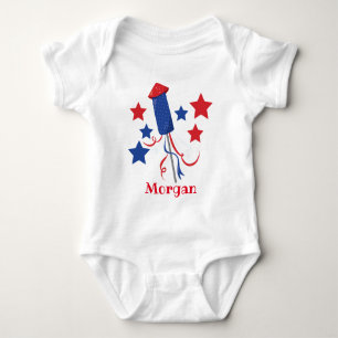 Fireworks and Stars July 4th Baby Bodysuit