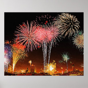 Fireworks art wall for decorate. poster