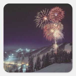 Fireworks at Big Mountain Resort in Whitefish, Square Sticker