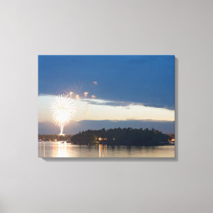Fireworks at Dusk over Gull Lake Canvas Print
