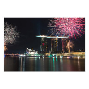 Fireworks at Marina Bay Photo Print