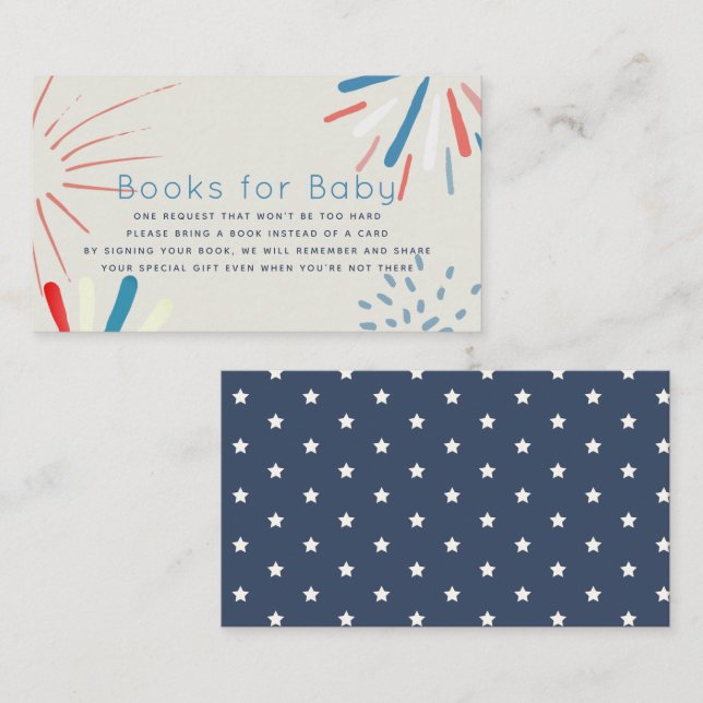 Fireworks Baby Shower Book Request Enclosure Card (Front/Back)