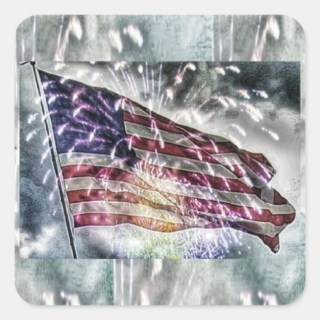 Fireworks Backdrop II  Square Sticker (Front)