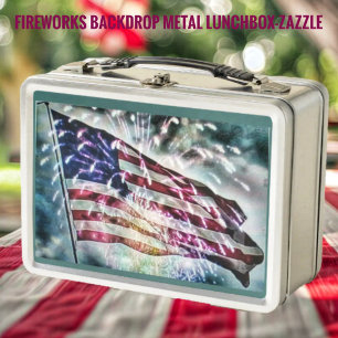 Fireworks Backdrop Metal Lunch Box
