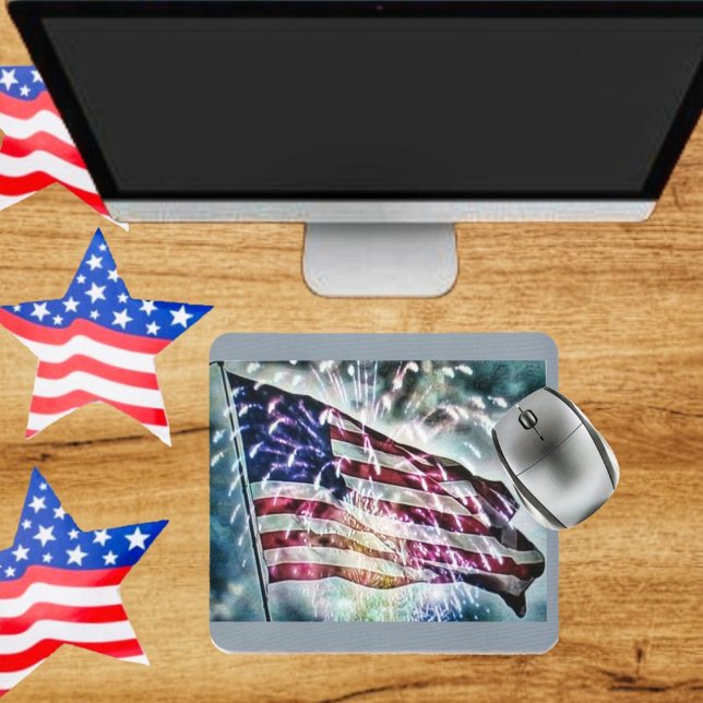 Fireworks Backdrop     Mouse Mat (Add patriotic style to your computer desktop, with this Fireworks Backdrop Mouse Pad!)