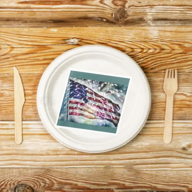 Fireworks Backdrop   Napkin (These Fireworks Backdrop paper napkins, are just the thing, for a patriotic-themed outdoor meal!)