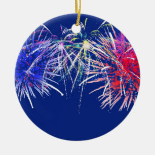 Fireworks Background Ceramic Tree Decoration