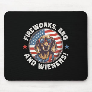 Fireworks Bbq And Wieners Funny Weiner Dog July 4t Mouse Mat