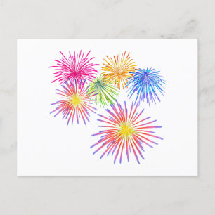 Fireworks Big Party Celebration Firecrackers Holiday Postcard