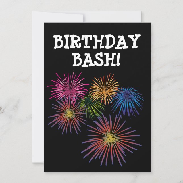 FIREWORKS BIRTHDAY BASH PARTY CUSTOM INVITATIONS (Front)