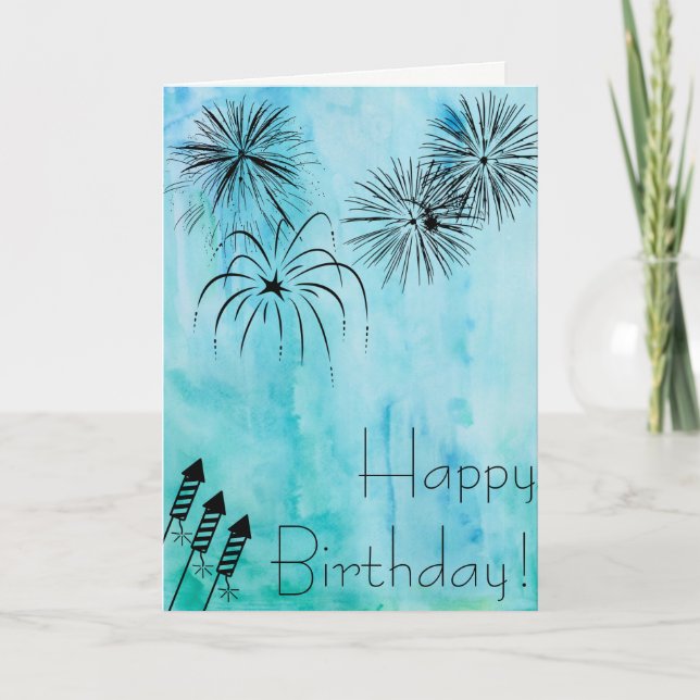 Fireworks Birthday Card - Fourth of July (Front)