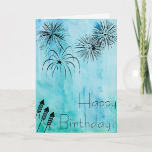 Fireworks Birthday Card - Fourth of July
