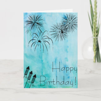Fireworks Birthday Card - Fourth of July