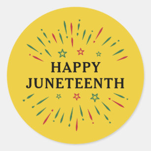 Fireworks Black Independence Day Happy Juneteenth Classic Round Sticker