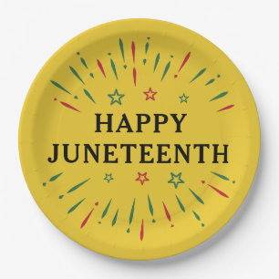 Fireworks Black Independence Day Happy Juneteenth Paper Plate