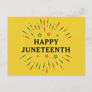 Fireworks Black Independence Day Happy Juneteenth Postcard