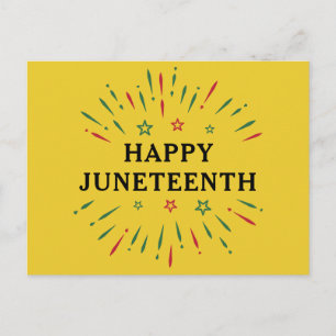 Fireworks Black Independence Day Happy Juneteenth Postcard