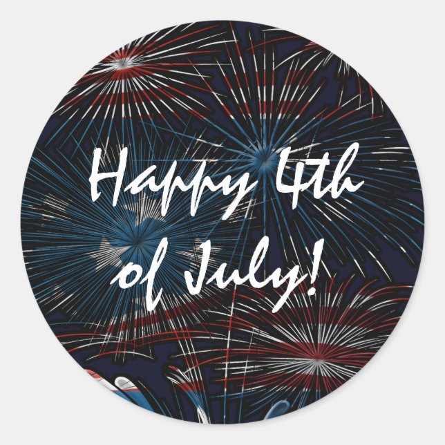 Fireworks Burst 4th of July Red White Blue Sticker (Front)