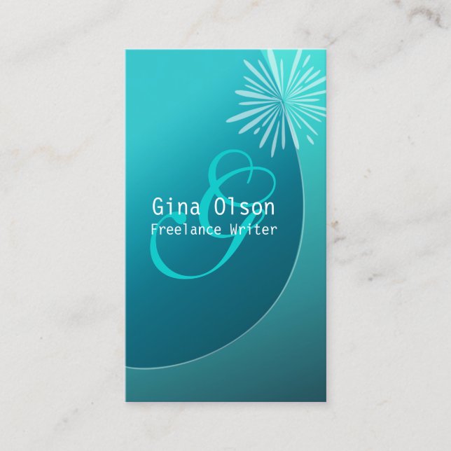 Fireworks Burst Monogram Turquoise Business Cards (Front)