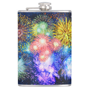 Fireworks Bursts Hip Flask