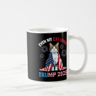 Fireworks Cat Wearing Us Flag Even My Cat Loves Tr Coffee Mug