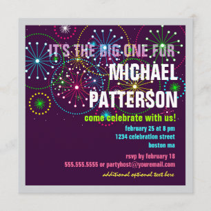 Fireworks Celebration for a BIG Birthday Invitation