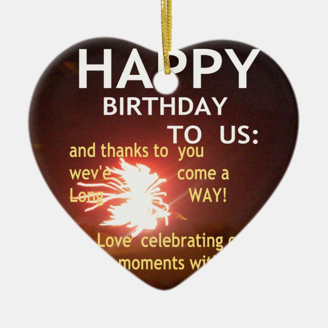 Fireworks Celebration with Thank You Message Ceramic Tree Decoration (Front)