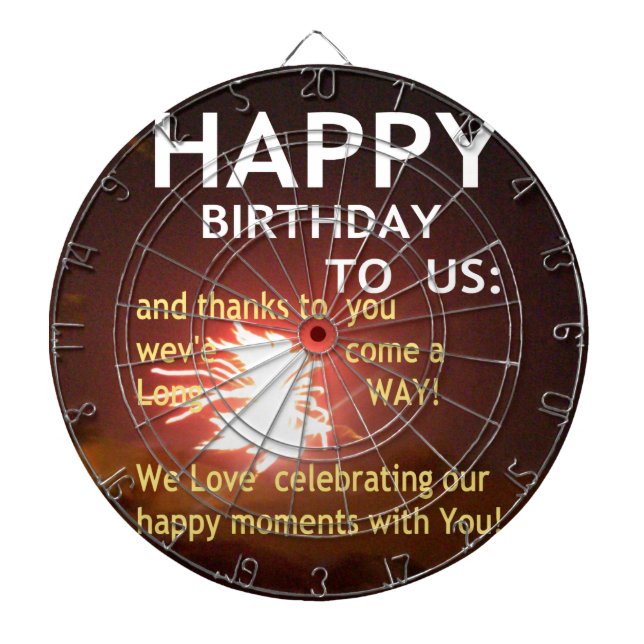 Fireworks Celebration with Thank You Message Dartboard (Front)