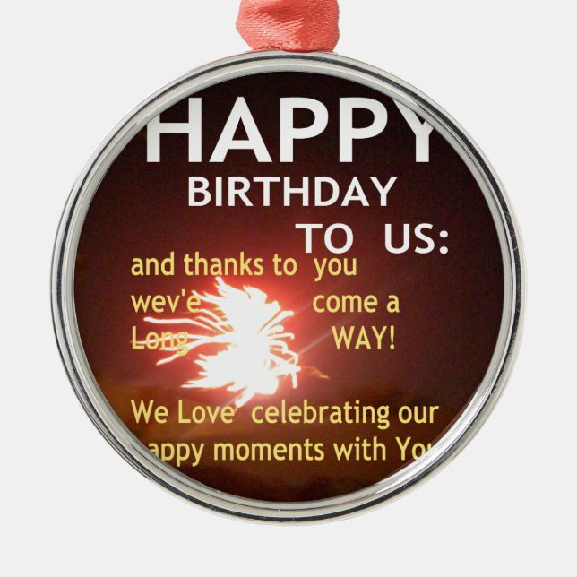 Fireworks Celebration with Thank You Message Metal Tree Decoration (Front)
