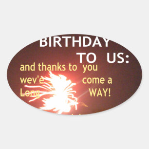 Fireworks Celebration with Thank You Message Oval Sticker