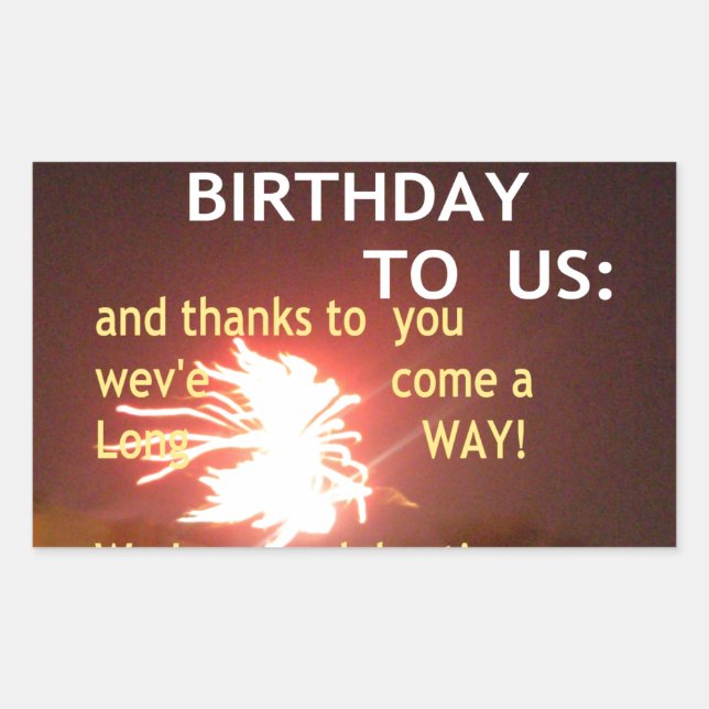 Fireworks Celebration with Thank You Message Rectangular Sticker (Front)