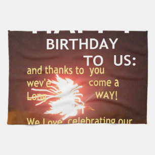 Fireworks Celebration with Thank You Message Tea Towel