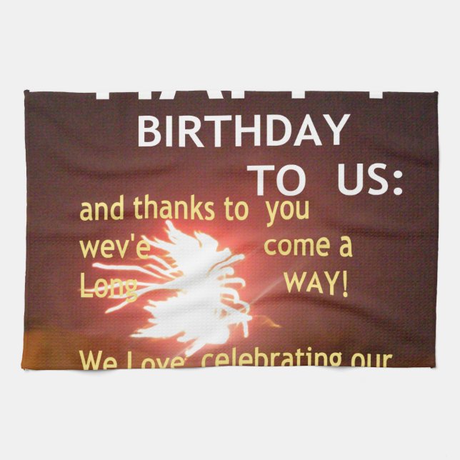 Fireworks Celebration with Thank You Message Tea Towel (Horizontal)