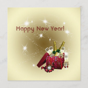 Fireworks Champagne Confetti New Years Eve Party Invitation