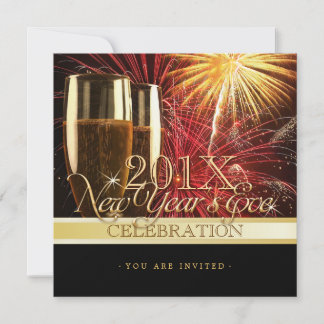Fireworks Champagne New Year Party invitation