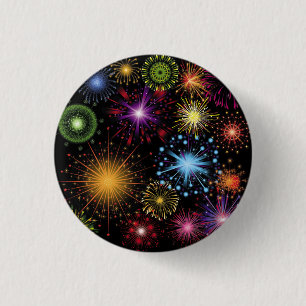 Fireworks Colourful Dynamic Sparkling Decor 3 Cm Round Badge