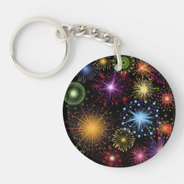 Fireworks Colourful Dynamic Sparkling Decor Key Ring (Front)
