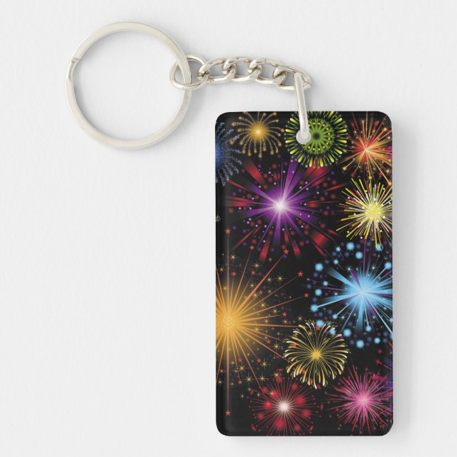 Fireworks Colourful Dynamic Sparkling Decor Key Ring (Front)