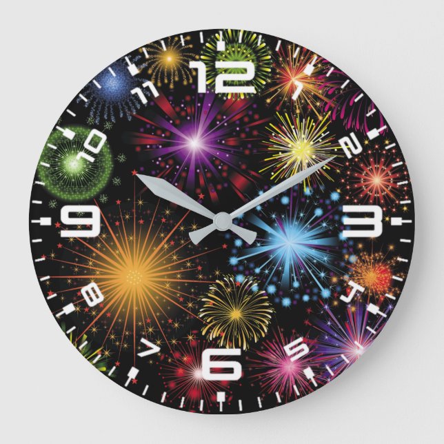 Fireworks Colourful Dynamic Sparkling Decor Large Clock (Front)