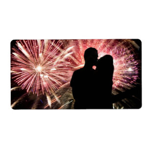 Fireworks Couple Kissing Silhouette