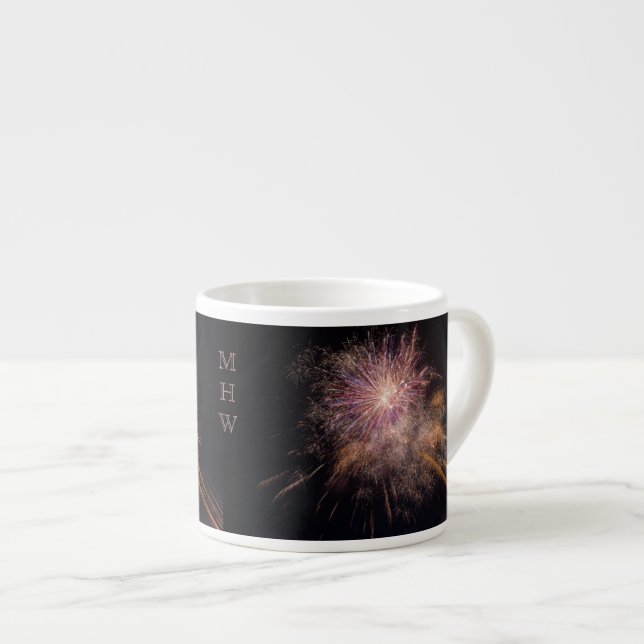 Fireworks custom monogram mugs (Front Right)