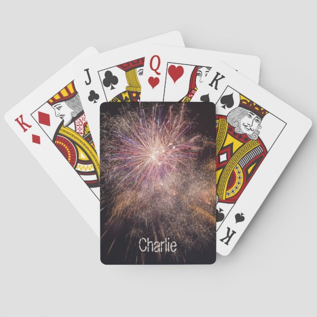 Fireworks custom monogram playing cards (Back)