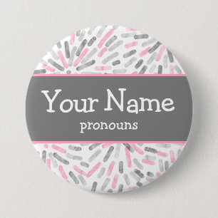 Fireworks Demigirl Pride Flag Pronouns Nametag 7.5 Cm Round Badge