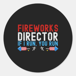 Fireworks Director American Flag 4th Of July 1 Classic Round Sticker