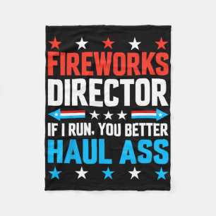 Fireworks Director American Flag 4th Of July Men W Fleece Blanket