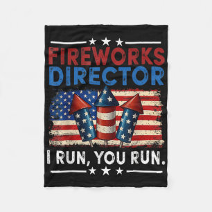 Fireworks Director - I Run You Run Funny 4th Of Ju Fleece Blanket