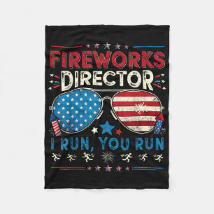 Fireworks Director I Run You Run Funny 4th Of July Fleece Blanket