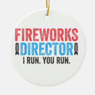 Fireworks Director T-Shirt 4th of July Shirt Ceramic Tree Decoration