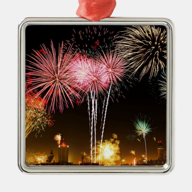 Fireworks display--celebration!  metal tree decoration (Front)